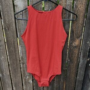 Everlane Supima Cotton High Neck Sleeveless Rust Bodysuit Sz S